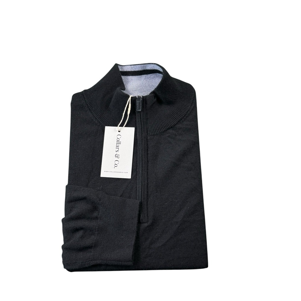 Collars & Co. Black Australian‎ Merino Wool Half Zip Pullover Size 3XL NWT